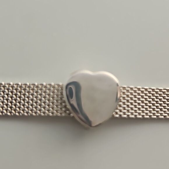 Pandora Authentic Mesh Bracelet With Heart Charm Gold - Picture 12 of 16